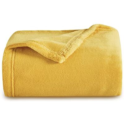 Bedsure Couverture douillette en polaire Chaude pour l'hiver Douce Taille XL 150 x 200 cm jaune Bedsure Couverture douillette en polaire Chaude pour l'hiver Douce Taille XL 150 x 200 cm jaune