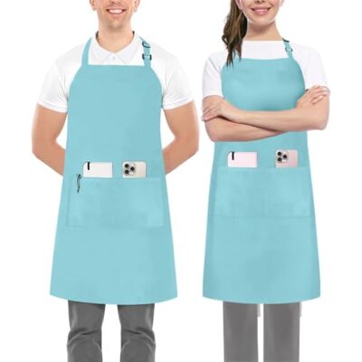 Utopia Kitchen Lot de 2 tabliers de cuisine réglables avec 2 poches, résistants à l'eau et à l'huile, tablier de cuisine pour homme et femme, bleu turquoise Utopia Kitchen Lot de 2 tabliers de cuisine réglables avec 2 poches, résistants à l'eau et à l'huile, tablier de cuisine pour homme et femme, bleu turquoise
