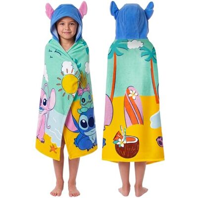 Disney Serviette Poncho de Bain Lilo et Stitch, Peignoir Stitch et Angel, Peignoir Fille pour Piscine ou Plage, Taille Unique Disney Serviette Poncho de Bain Lilo et Stitch, Peignoir Stitch et Angel, Peignoir Fille pour Piscine ou Plage, Taille Unique