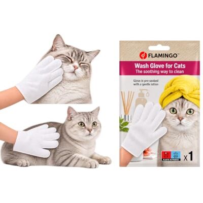 FLAMINGO Propy Gant de toilette, chiffon imprégné pour chat, 1 pièce, nettoyage en douceur sans eau FLAMINGO Propy Gant de toilette, chiffon imprégné pour chat, 1 pièce, nettoyage en douceur sans eau