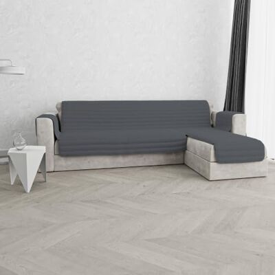 Italian Bed Linen Housse de canapé matelassée avec péninsule réversible Trendy, 240 cm, gris foncé Italian Bed Linen Housse de canapé matelassée avec péninsule réversible Trendy, 240 cm, gris foncé