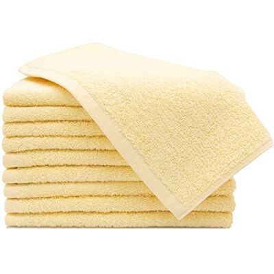 ZOLLNER Lot de 10 serviettes d'invité : petites serviettes moelleuses 30 x 50 cm, lavables à 60 °C, en coton, couleur jaune, qualité hôtelière, certifiées Oeko Tex ZOLLNER Lot de 10 serviettes d'invité : petites serviettes moelleuses 30 x 50 cm, lavables à 60 °C, en coton, couleur jaune, qualité hôtelière, certifiées Oeko Tex