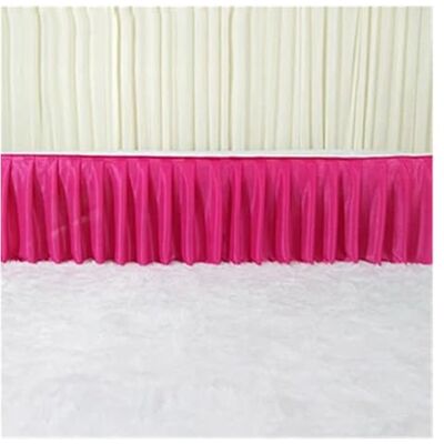 JFNKLFG Jupe de table de mariage en soie glacée colorée pour nappe, couverture, scène, jupe blanche, décoration (rose rouge, H30 x L300 cm) JFNKLFG Jupe de table de mariage en soie glacée colorée pour nappe, couverture, scène, jupe blanche, décoration (rose rouge, H30 x L300 cm)