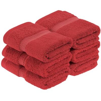 Superior Lot de 6 serviettes en coton égyptien pour le visage, rouge Superior Lot de 6 serviettes en coton égyptien pour le visage, rouge