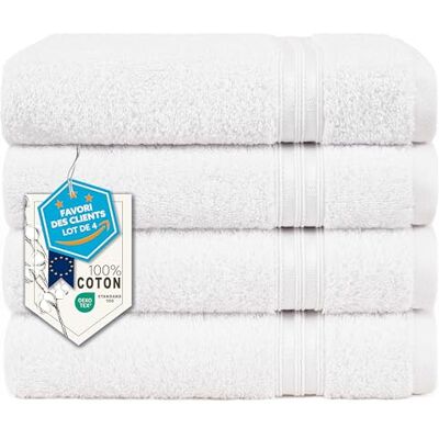Hammetex Lot de 4 Serviettes 50x100 cm, 100% Coton 500 GSM, Douces, Absorbantes, Séchage Rapide, Idéal pour le gymnase, le bain, le sauna, Certifiées OEKO-TEX, Blanc Hammetex Lot de 4 Serviettes 50x100 cm, 100% Coton 500 GSM, Douces, Absorbantes, Séchage Rapide, Idéal pour le gymnase, le bain, le sauna, Certifiées OEKO-TEX, Blanc
