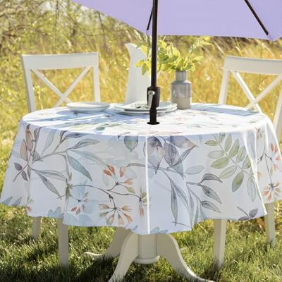 Benson Mills Nappe d'extérieur en tissu anti-déversement printemps/été avec trou pour parapluie, nappe à fermeture éclair pour tables rondes, table de pique-nique/terrasse (177,8 cm ronde avec trou Benson Mills Nappe d'extérieur en tissu anti-déversement printemps/été avec trou pour parapluie, nappe à fermeture éclair pour tables rondes, table de pique-nique/terrasse (177,8 cm ronde avec trou