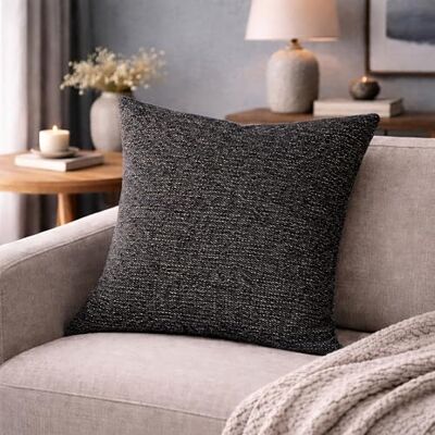 HOME WOHNIDEEN Housse de coussin, aspect lin, sans rembourrage, couleur : anthracite, dimensions : 50 x 50 cm, nombre : 1 HOME WOHNIDEEN Housse de coussin, aspect lin, sans rembourrage, couleur : anthracite, dimensions : 50 x 50 cm, nombre : 1