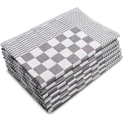 ZOLLNER Lot de 6 torchons en coton, 65 x 65 cm torchons de cuisine extrêmement absorbants et résistants lavables à 60 °C à carreaux gris qualité professionnelle certifiés Oeko Tex® ZOLLNER Lot de 6 torchons en coton, 65 x 65 cm torchons de cuisine extrêmement absorbants et résistants lavables à 60 °C à carreaux gris qualité professionnelle certifiés Oeko Tex®