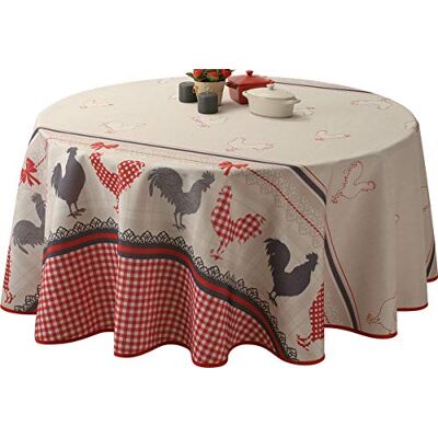 Le linge de Jules Nappe Anti-Taches Coq Taille : Ovale 150x240 cm Le linge de Jules Nappe Anti-Taches Coq Taille : Ovale 150x240 cm