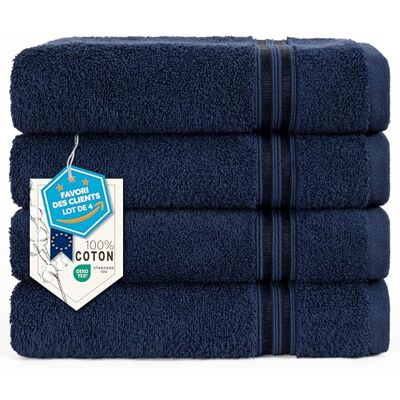 Hammetex Lot de 4 Serviettes 50x100 cm, 100% Coton 500 GSM, Douces, Absorbantes, Séchage Rapide, Idéal pour le gymnase, le bain, le sauna, Certifiées OEKO-TEX, Bleu foncé Hammetex Lot de 4 Serviettes 50x100 cm, 100% Coton 500 GSM, Douces, Absorbantes, Séchage Rapide, Idéal pour le gymnase, le bain, le sauna, Certifiées OEKO-TEX, Bleu foncé