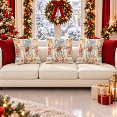 PETTI Artigiani Italiani 2 housses de coussin Noël ourson 06 30 x 50 cm Microfibre hypoallergénique, impression numérique, lot de 2, fabriquée en Italie PETTI Artigiani Italiani 2 housses de coussin Noël ourson 06 30 x 50 cm Microfibre hypoallergénique, impression numérique, lot de 2, fabriquée en Italie