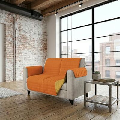 Italian Bed Linen Housse de canapé bicolore en microfibre TRENDY, Orange/Jaune, 2 places Italian Bed Linen Housse de canapé bicolore en microfibre TRENDY, Orange/Jaune, 2 places