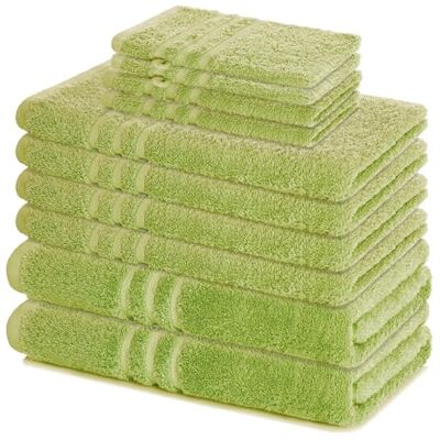 Lavea ® Lot de Serviettes de Bain 10 pièces – Vert Tilleul 100% Coton – 4x Serviettes de Toilette, 2x Serviettes de Douche, 2x Serviettes Invité, 2x Gants de Toilette Lavea ® Lot de Serviettes de Bain 10 pièces – Vert Tilleul 100% Coton – 4x Serviettes de Toilette, 2x Serviettes de Douche, 2x Serviettes Invité, 2x Gants de Toilette