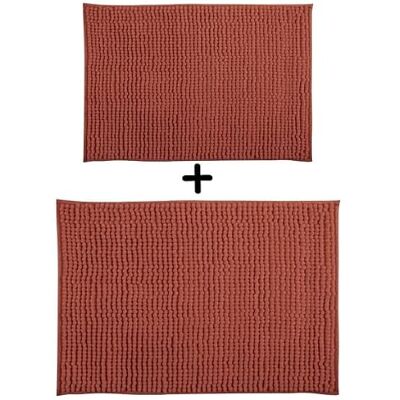 MSV Lot de 2 Tapis de Bain Microfibre Chenille 40x60cm & 60x90cm Terracotta MSV Lot de 2 Tapis de Bain Microfibre Chenille 40x60cm & 60x90cm Terracotta