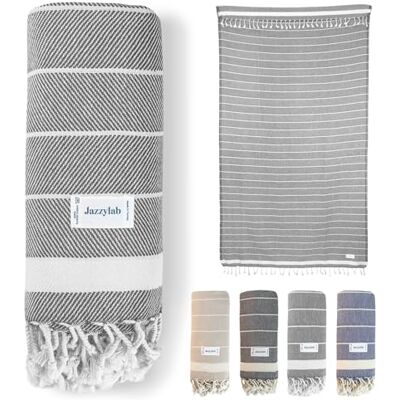 jazzylab VEREV Fouta Peshtemal 100% coton Motif chevrons élégant Ultra légère et absorbante Idéale pour plage, sauna, hammam & voyage Fabriquée en Turquie 90x180 cm, Gris jazzylab VEREV Fouta Peshtemal 100% coton Motif chevrons élégant Ultra légère et absorbante Idéale pour plage, sauna, hammam & voyage Fabriquée en Turquie 90x180 cm, Gris