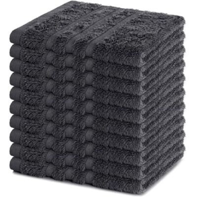Lavea ® Lot de 10 Lavettes 30x30 cm Anthracite 100% Coton Éponge, Serviettes Visage et Serviettes Invité Douces et Absorbantes, Lavables pour Salle de Bain, Maison, Hôtel Lavea ® Lot de 10 Lavettes 30x30 cm Anthracite 100% Coton Éponge, Serviettes Visage et Serviettes Invité Douces et Absorbantes, Lavables pour Salle de Bain, Maison, Hôtel