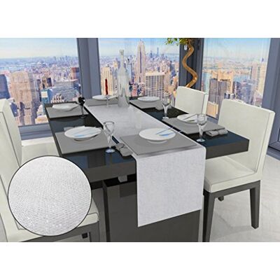 Soleil d'ocre Bella Chemin de Table, Polyester, Blanc, 40x140 cm Soleil d'ocre Bella Chemin de Table, Polyester, Blanc, 40x140 cm