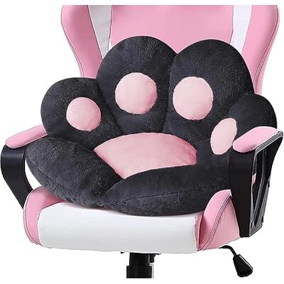 LANPEW Coussin de dossier en peluche confortable Motif pattes de chat Chaud Pour le bureau, la maison Noir 60 x 60 cm LANPEW Coussin de dossier en peluche confortable Motif pattes de chat Chaud Pour le bureau, la maison Noir 60 x 60 cm