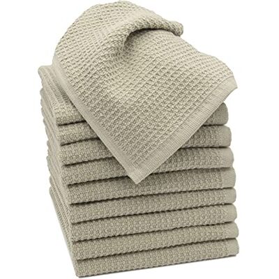 ZOLLNER Lot de 10 serviettes essuie-mains gaufrées, 100% coton, 30 x 30 cm, pierre ZOLLNER Lot de 10 serviettes essuie-mains gaufrées, 100% coton, 30 x 30 cm, pierre