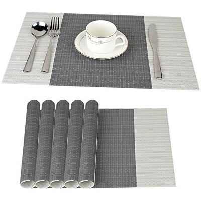 Fontic 6Pcs Sets de Table Anti-Glissant en PVC Napperon Lavables(45x30cm) Napperons pour Cuisine, Salon, Jardin ou Salle à Manger (Rayé Gris) Fontic 6Pcs Sets de Table Anti-Glissant en PVC Napperon Lavables(45x30cm) Napperons pour Cuisine, Salon, Jardin ou Salle à Manger (Rayé Gris)