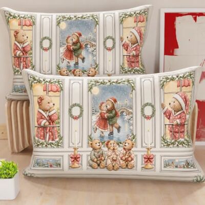 PETTI Artigiani Italiani 2 taies d'oreiller de Noël ourson 06 50 x 70 cm 100 % microfibre, impression numérique, lot de 2, fabriqué en Italie PETTI Artigiani Italiani 2 taies d'oreiller de Noël ourson 06 50 x 70 cm 100 % microfibre, impression numérique, lot de 2, fabriqué en Italie