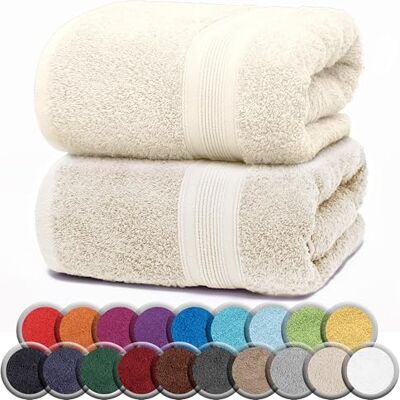 NatureMark Lot de 2 serviettes de sauna de qualité supérieure 80 x 200 cm 100% coton Naturel/crème NatureMark Lot de 2 serviettes de sauna de qualité supérieure 80 x 200 cm 100% coton Naturel/crème