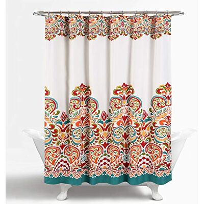 Lush Decor Clara - Rideau de douche bohème avec motif damas paisley - 183x183 cm Lush Decor Clara - Rideau de douche bohème avec motif damas paisley - 183x183 cm