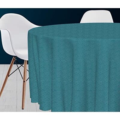 Nappe ronde PAON Soleil d'Ocre bleu atoll - 180 cm Nappe ronde PAON Soleil d'Ocre bleu atoll - 180 cm