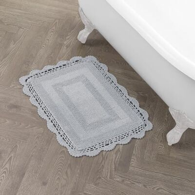 Laura Ashley Tapis de bain en coton crochet 17 x 61 cm Gris clair Laura Ashley Tapis de bain en coton crochet 17 x 61 cm Gris clair