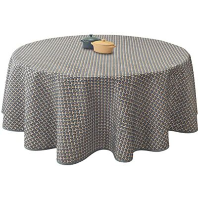 Le linge de Jules Nappe Anti-Taches Paon Anthracite Ronde 160 cm Le linge de Jules Nappe Anti-Taches Paon Anthracite Ronde 160 cm