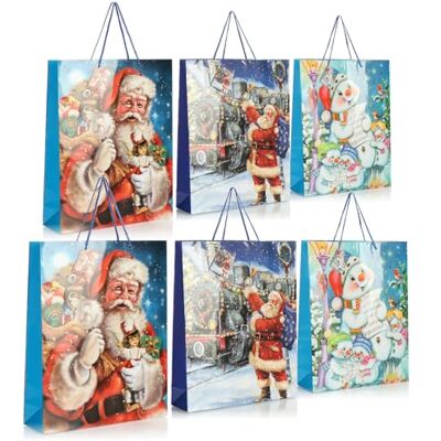 com-four ® 6x sac cadeau pour Noël, le Père Noël et l'Avent emballage cadeau 42cm sac cadeau XXL avec motifs de Noël sac cadeau en papier com-four ® 6x sac cadeau pour Noël, le Père Noël et l'Avent emballage cadeau 42cm sac cadeau XXL avec motifs de Noël sac cadeau en papier