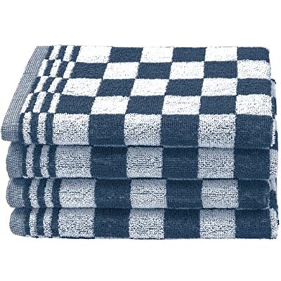 ZOLLNER Set de 4 Serviettes pour invités, Coton, 50x50 cm, Bleu à Carreaux ZOLLNER Set de 4 Serviettes pour invités, Coton, 50x50 cm, Bleu à Carreaux