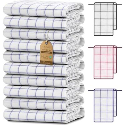 NatureMark Lot de 10 torchons 50x70 cm – 100% coton, absorbants et résistants – Torchons de cuisine, essuie-verres en Bleu royal NatureMark Lot de 10 torchons 50x70 cm – 100% coton, absorbants et résistants – Torchons de cuisine, essuie-verres en Bleu royal