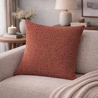 HOME WOHNIDEEN Housse de coussin, aspect lin, sans rembourrage, couleur : terre cuite, dimensions : 50 x 50 cm, nombre : 1 HOME WOHNIDEEN Housse de coussin, aspect lin, sans rembourrage, couleur : terre cuite, dimensions : 50 x 50 cm, nombre : 1