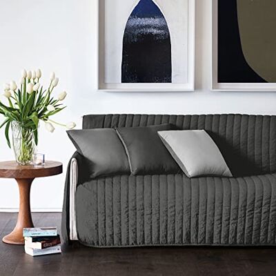 Caleffi Housse de canapé Pagode 100% polyester, couleur unie, 1 places, anthracite Caleffi Housse de canapé Pagode 100% polyester, couleur unie, 1 places, anthracite