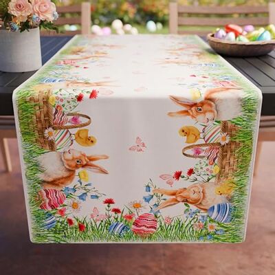 PETTI Artigiani Italiani Chemin de table de Pâques, Nappe Runner en impression numérique, 100 % Made in Italy Élégance pour la table de Pâques PETTI Artigiani Italiani Chemin de table de Pâques, Nappe Runner en impression numérique, 100 % Made in Italy Élégance pour la table de Pâques