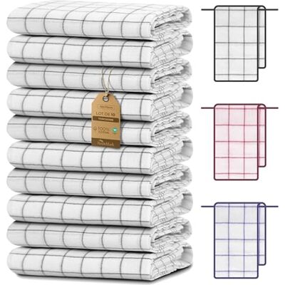 NatureMark Lot de 10 torchons 50x70 cm – 100% coton, absorbants et résistants – Torchons de cuisine, essuie-verres en Gris anthracite NatureMark Lot de 10 torchons 50x70 cm – 100% coton, absorbants et résistants – Torchons de cuisine, essuie-verres en Gris anthracite