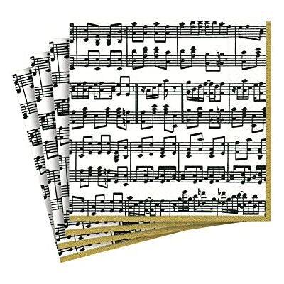 Caspari Musica Lot de 20 serviettes en papier pour cocktail Caspari Musica Lot de 20 serviettes en papier pour cocktail