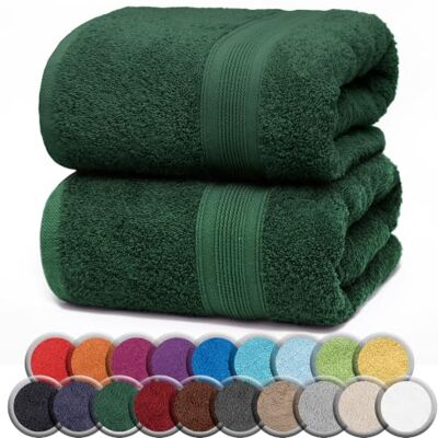 NatureMark Lot de 2 Serviettes de Sauna, Qualité Supérieure, 80 x 200 cm, 100% Coton, Vert Foncé NatureMark Lot de 2 Serviettes de Sauna, Qualité Supérieure, 80 x 200 cm, 100% Coton, Vert Foncé