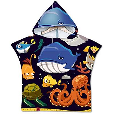 Treer Serviette de Plage Poncho À Capuchon, Enfants Microfibre à Séchage Rapide Sports Surf Serviette De Bain Robes Peignoir Plage Serviettes de Natation pour Garçon Fille (60cmx60cm,Black Whale) Treer Serviette de Plage Poncho À Capuchon, Enfants Microfibre à Séchage Rapide Sports Surf Serviette De Bain Robes Peignoir Plage Serviettes de Natation pour Garçon Fille (60cmx60cm,Black Whale)