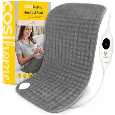 Cosi Home Coussin Chauffant Électrique Grande Taille 60 x 30cm, 6 Réglages de Chaleur, Lavable en Machine Avec Housse en Micro-Polaire, Télécommande Numérique Gris Cosi Home Coussin Chauffant Électrique Grande Taille 60 x 30cm, 6 Réglages de Chaleur, Lavable en Machine Avec Housse en Micro-Polaire, Télécommande Numérique Gris
