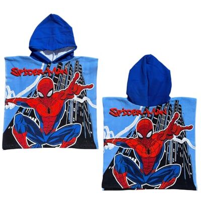 CARTOON Serviette de plage pour enfant Spider-Man 50 x 100 cm Microfibre 100 % polyester Séchage rapide Poncho à capuche Bleu marine Idée cadeau super-héros CARTOON Serviette de plage pour enfant Spider-Man 50 x 100 cm Microfibre 100 % polyester Séchage rapide Poncho à capuche Bleu marine Idée cadeau super-héros
