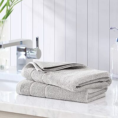Tommy Bahama Serviettes de toilette, en coton absorbantes et résistantes à la décoloration, décoration de salle de bain tendance (Island Retreat gris, 2 pièces) Tommy Bahama Serviettes de toilette, en coton absorbantes et résistantes à la décoloration, décoration de salle de bain tendance (Island Retreat gris, 2 pièces)