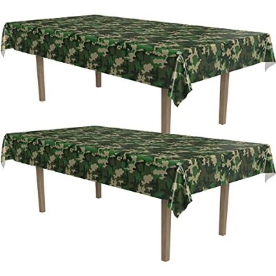 Beistle Lot de 2 nappes rectangulaires en plastique sur le thème de la chasse, camouflage Beistle Lot de 2 nappes rectangulaires en plastique sur le thème de la chasse, camouflage