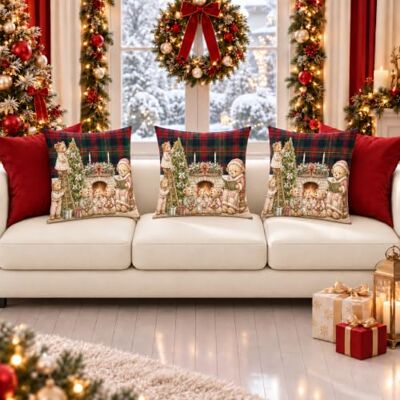 PETTI Artigiani Italiani 2 housses de coussin Noël ourson 05 30 x 50 cm Microfibre hypoallergénique, impression numérique, lot de 2, fabriquée en Italie PETTI Artigiani Italiani 2 housses de coussin Noël ourson 05 30 x 50 cm Microfibre hypoallergénique, impression numérique, lot de 2, fabriquée en Italie