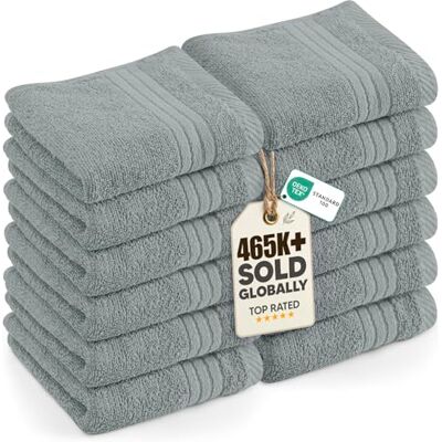 Utopia Towels Lot de 12 débarbouillettes de luxe (30 x 30 cm) 100% coton filé à l'anneau, très absorbantes et douces au toucher pour salle de bain, spa, salle de sport et serviette de visage (gris Utopia Towels Lot de 12 débarbouillettes de luxe (30 x 30 cm) 100% coton filé à l'anneau, très absorbantes et douces au toucher pour salle de bain, spa, salle de sport et serviette de visage (gris