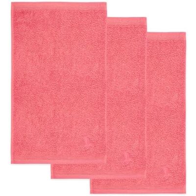 Möve Superwuschel Lot de 3 serviettes d'invité 100% coton Corail 30 x 50 cm Möve Superwuschel Lot de 3 serviettes d'invité 100% coton Corail 30 x 50 cm