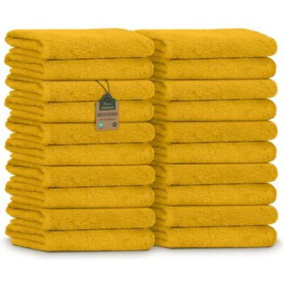 NatureMark Lot de 20 serviettes d'invité (30 x 50 cm), 100 % coton, certifiées Oeko-Tex, douces, absorbantes et faciles d'entretien, pour salle de bain, invités et spa, jaune moutarde NatureMark Lot de 20 serviettes d'invité (30 x 50 cm), 100 % coton, certifiées Oeko-Tex, douces, absorbantes et faciles d'entretien, pour salle de bain, invités et spa, jaune moutarde