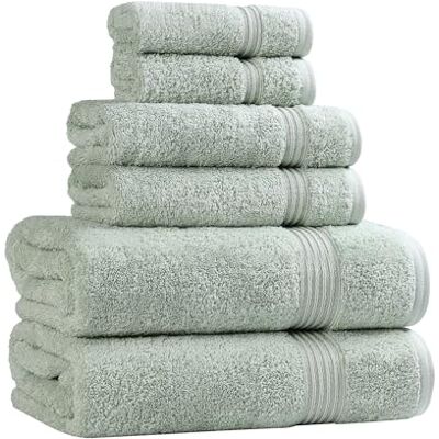 Superior , Lot de 6 Serviettes en Coton, Sauge Superior , Lot de 6 Serviettes en Coton, Sauge