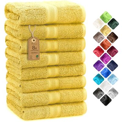 NatureMark Lot de 8 Serviettes à Main 100% Coton Serviettes Absorbantes et Durables, Taille 50×100 cm, Jaune NatureMark Lot de 8 Serviettes à Main 100% Coton Serviettes Absorbantes et Durables, Taille 50×100 cm, Jaune